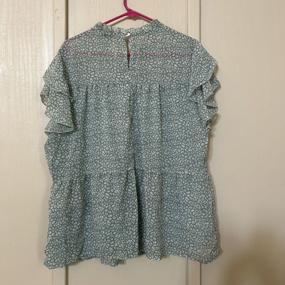 PrettyGarden XL Floral Pastel Tiered Ruffle Sleeve Feminine Romantic Soft Girl - Picture 4 of 12